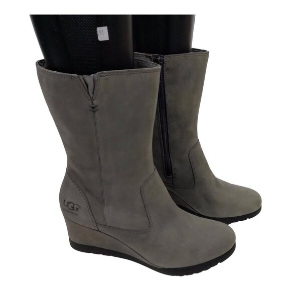 Ugg Pure Womans Winter Boot Size 12 Gray Suede Sherling Midcalf 11 in Tall NEW - Picture 1 of 6